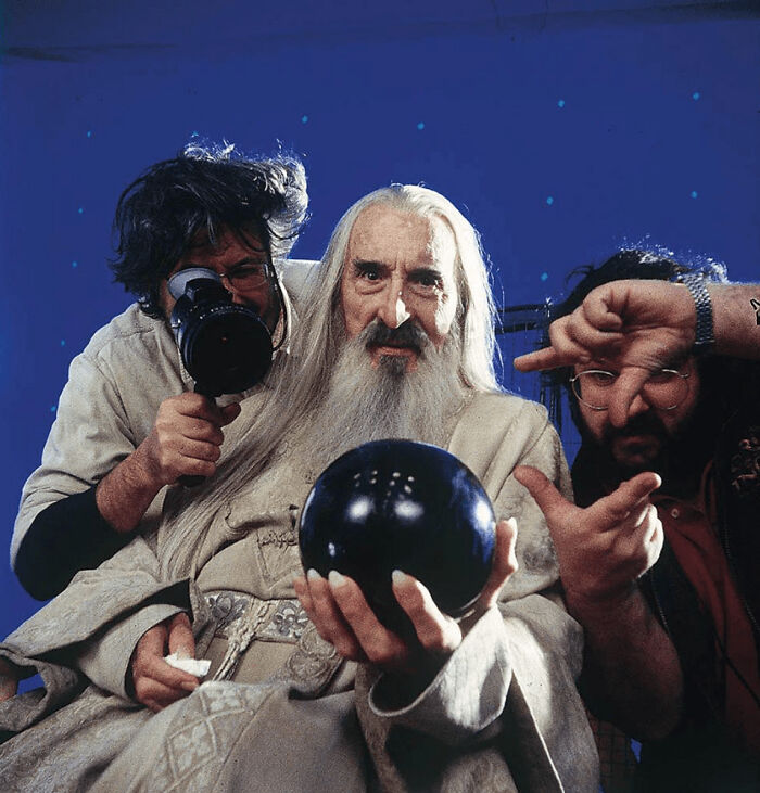 Christopher Lee And Peter Jackson On The Set Of The Lord Of The Rings: The Return Of The King (2003)