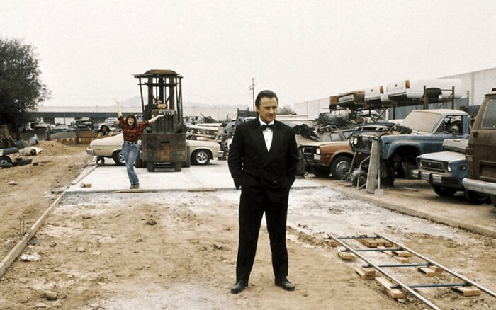 Harvey Keitel Between Takes On Pulp Fiction As Julia Sweeney Hams It Up Behind Him (1994)