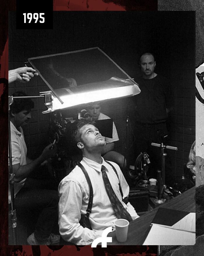 Brad Pitt And The Crew On The Set Of Se7en