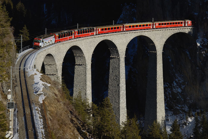 Landwasser Viaduct with train