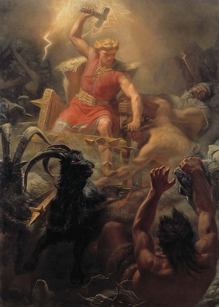 Painting of Tanngrisnir And Tanngnjóstr (Thor's Goats)