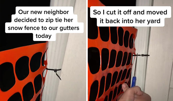 “Looks Like We Got Karen As A Neighbor”: Man Gets Into A War With Neighbor Who Zip-Tied Her Snow Fence To His Gutters