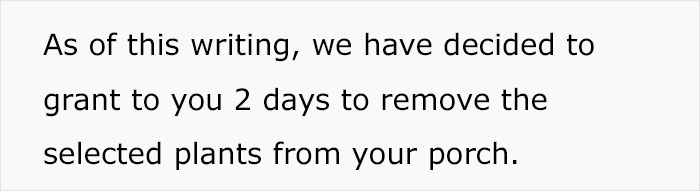 Delusional Neighbor Writes An Anonymous Letter To This Person Demanding They Get Rid Of Fake Plants On Their Porch Before They Take Legal Action