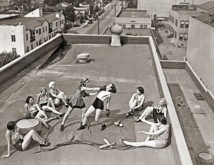 Women Boxing On A Roof, 1938
