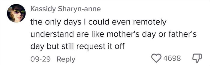 Woman Reminds Everyone That Childfree People Also Have Families After Being Asked To Give Up Her Holiday For A Coworker That Has Kids Woman Reminds Everyone That Childfree People Also Have Families After Being Asked To Give Up Her Holiday For A Coworker That Has Kids