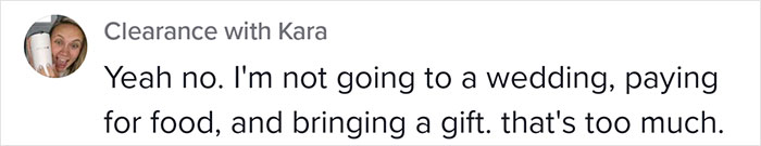 Woman Is Invited To A Wedding And The Invitation Specifies That She Will Have To Pay For Food Herself And Bring Money As A Gift Woman Is Invited To A Wedding And The Invitation Specifies That She Will Have To Pay For Food Herself And Bring Money As A Gift