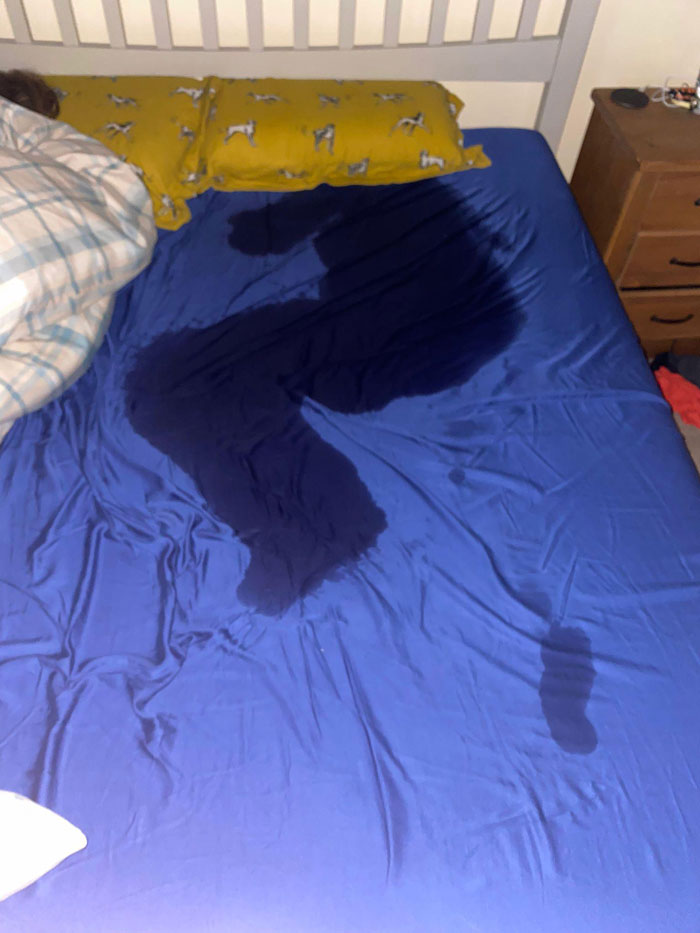 My Friend Sent Me A Picture Of His Bedsheets After A Nights Sleep Fighting Off A Fever
