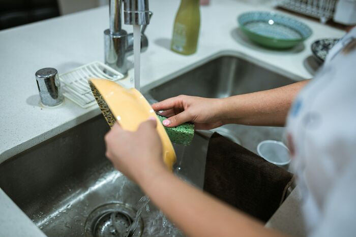 Woman Doing The Dishes 