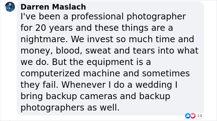 People Praise This Photographer For Honesty After He Breaks The Worst News To The Newlyweds As Their Wedding Photographer