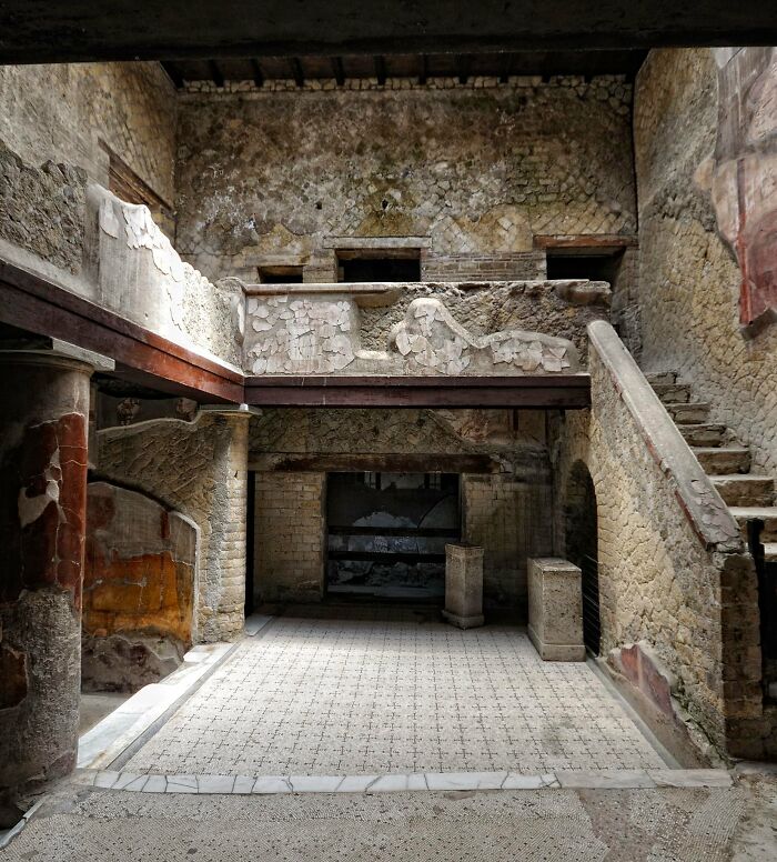 A Room From The Excavated Ruins Of Herculaneum – Destroyed During The Eruption Of Mount Vesuvius In 79 A.d