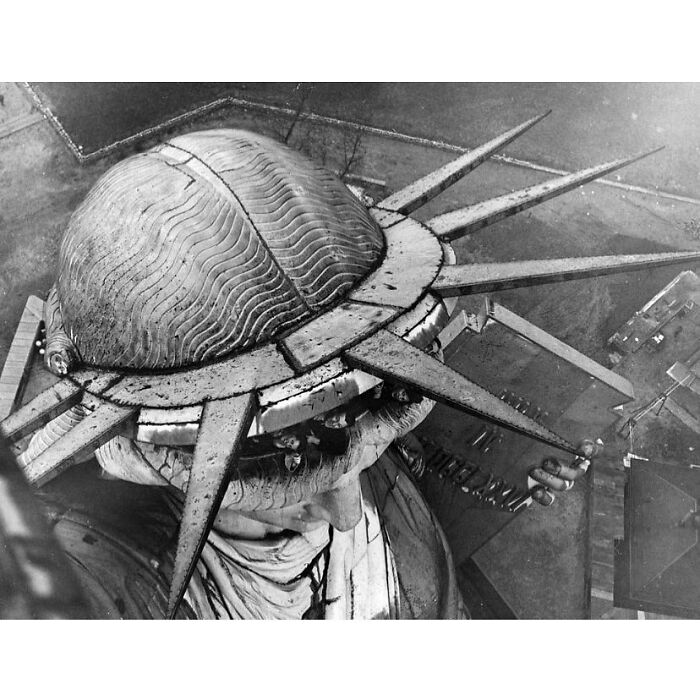 Rare View Of The Statue Of Liberty From The Balcony On Its Torch. That Entrance Has Been Closed Since 1916