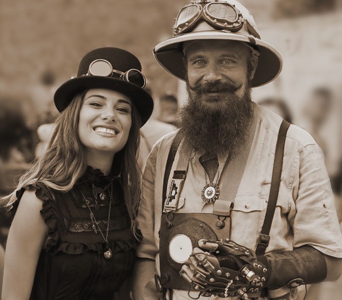 Picture of woman and man wearing outfits