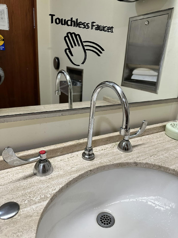 I Waved My Hands In Front Of This “Touchless Faucet”for Longer Than I’d Care To Admit. Good Thing Nobody Else Was Around To Witness My Folly