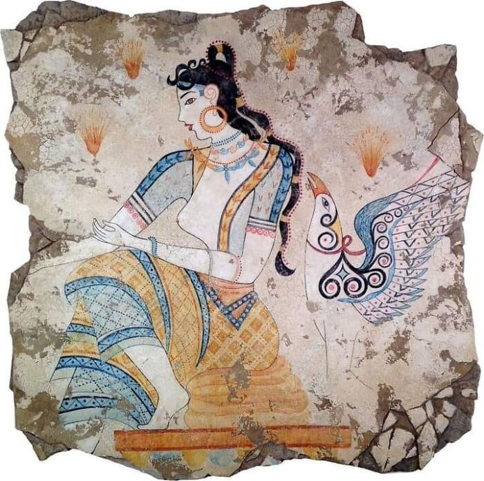 4000 Years Of Unimaginable Beauty From Thira.. Perhaps One Of The World's Oldest Beauties In Art, Minoan Fresco Recreation. Thira Aka Santorini, Greece