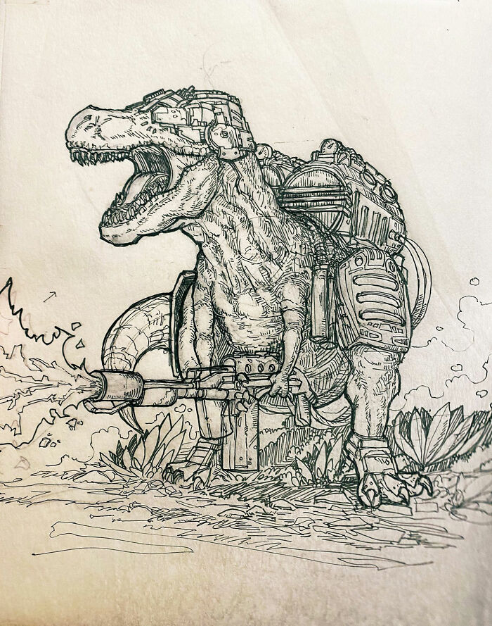 A Challenge Is Made To Twitter Users, Where A Dinosaur Should Be Completed By Proving That The A.i. It's Not Necessary (30 Pics)