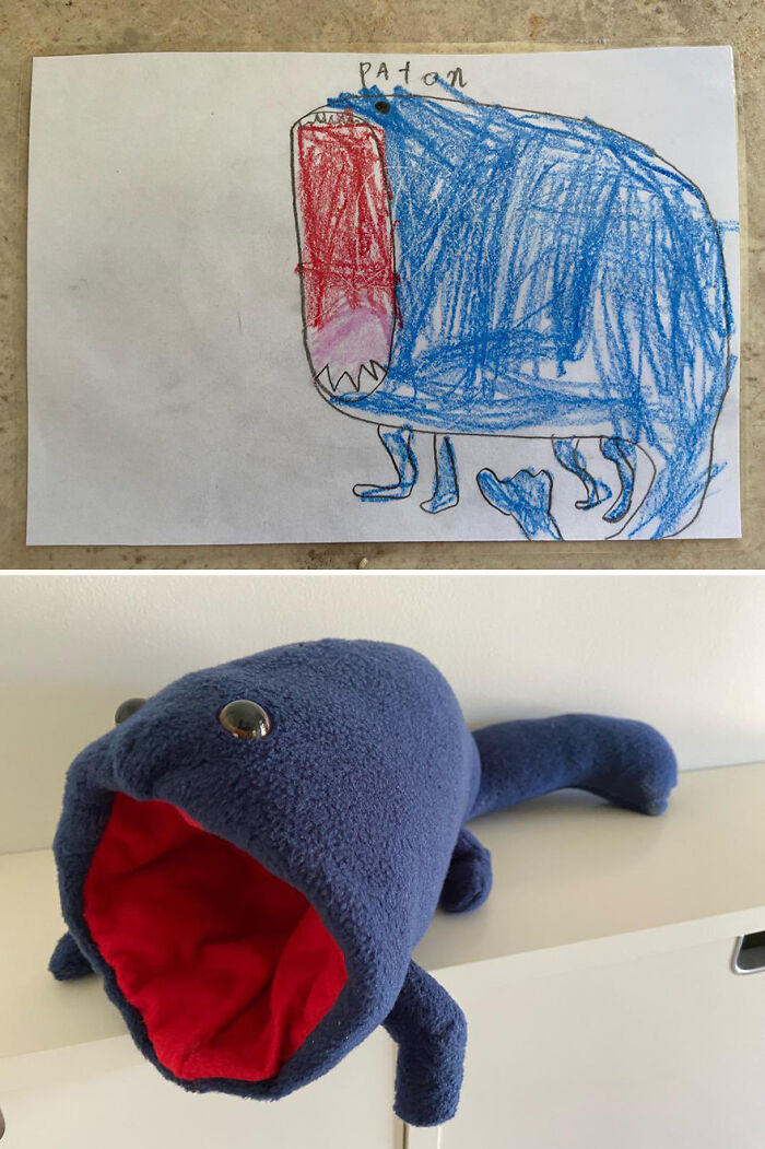 Teacher Goes Viral On Twitter After One Of Her Students’ Dad Posted The Plush Toys She Made Based On The Kids' Drawings (12 Pics)