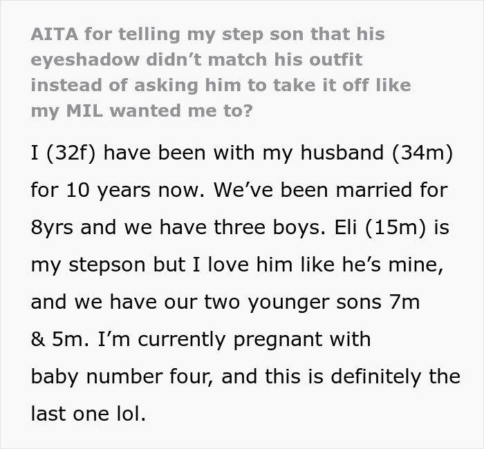 Mom Has The Perfect Response For MIL After She Calls Her Stepson's Eyeshadow Ridiculous, Drama Ensues