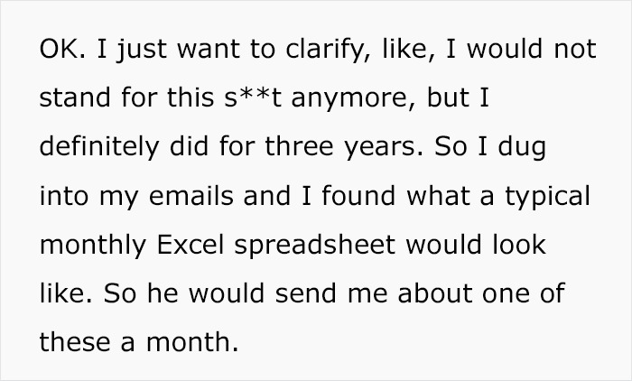 Woman Shows An Insane Excel Spreadsheet Her Ex Used To Keep Track Of Everything She Owed Him, And People Don't Hold Back Their Opinions