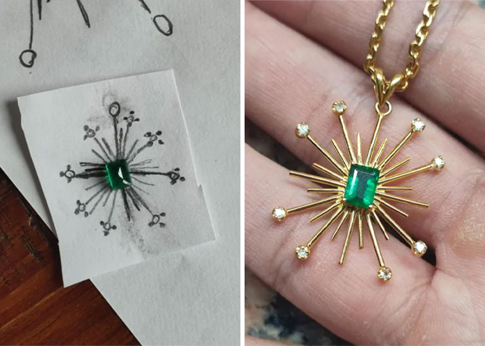 Mi boceto -> Las hábiles manos del joyero -> ¡Mi colgante acabado!