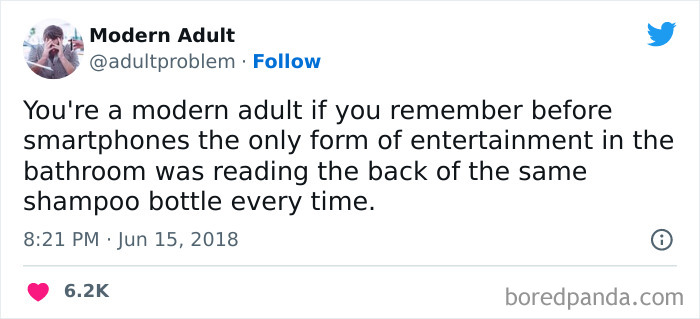 Tweet from Modern Adult humorously describing old adulting struggles before smartphones, highlighting relatable adulting content.