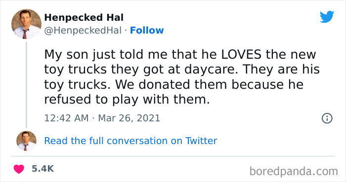 When Your Son Loves The New Toy Trucks In Daycare