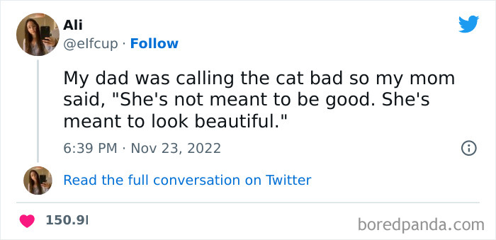 Tweet from woman sharing a funny family moment, part of funniest tweets from women that will make you ROFL.