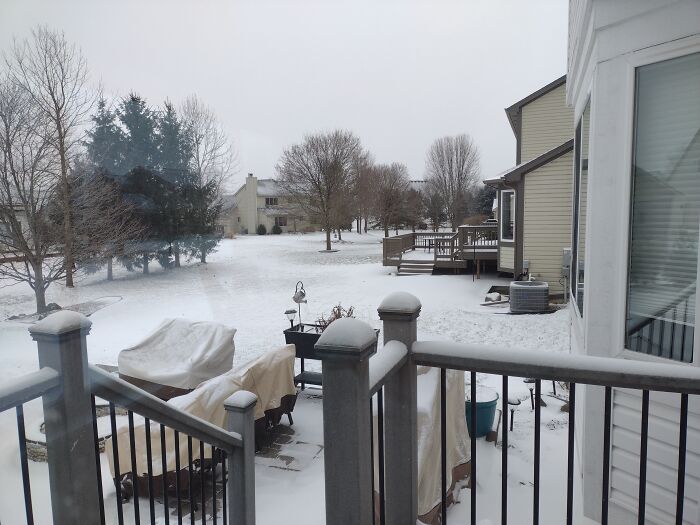 My Back Porch Currently, We Have A Big Snowstorm That Just Blew Through