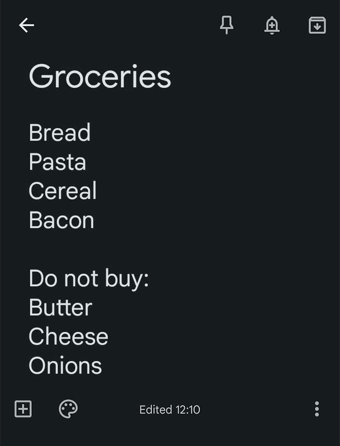 Grocery list showing money-saving life hacks with items to buy and avoid for better savings.