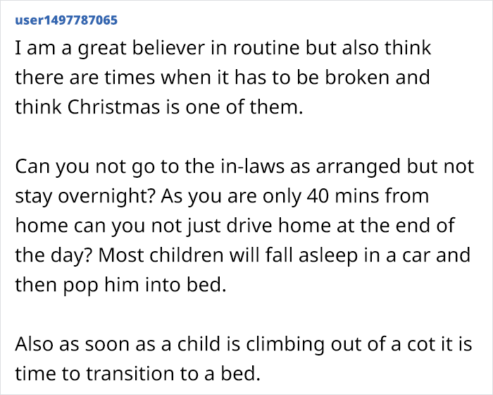 Mom Asks If She's Being Unreasonable For Thinking About 'Canceling Christmas' At Her In-Laws, So As To Not Disrupt Son's Daily Routine