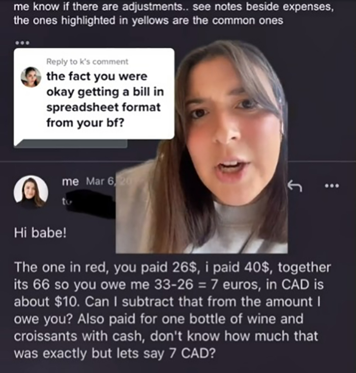 Woman Shows An Insane Excel Spreadsheet Her Ex Used To Keep Track Of Everything She Owed Him, And People Don't Hold Back Their Opinions