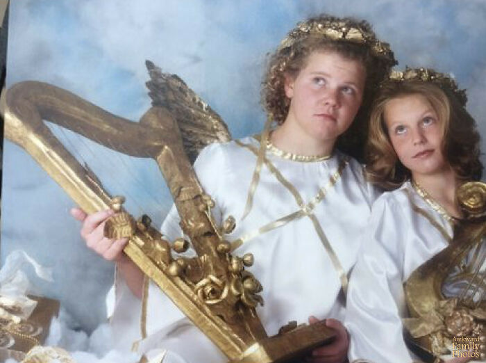 My Mom Thought It Would Be A Good Idea To Pose Us As Angels For The Annual Family Christmas Card
