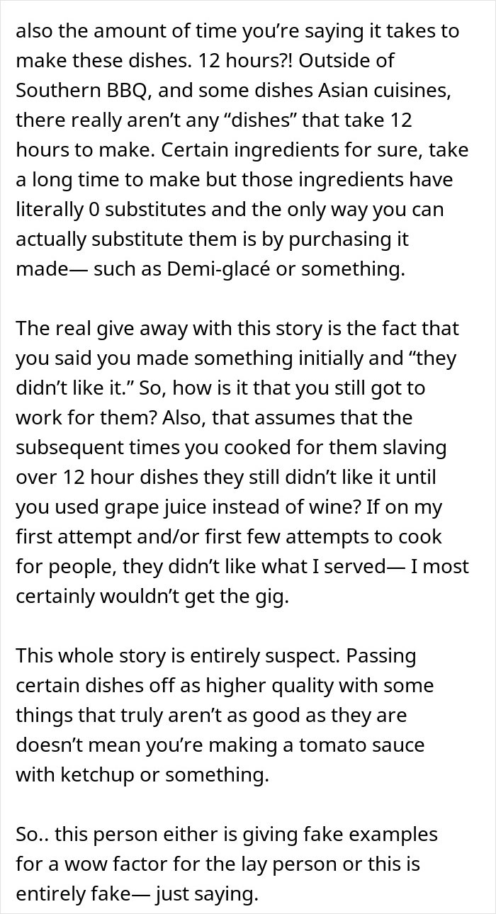 "I'm Worried That One Day They Will Find Out": Personal Chef To An Upper-Class Family Confesses About How They Really Cook Their Food
