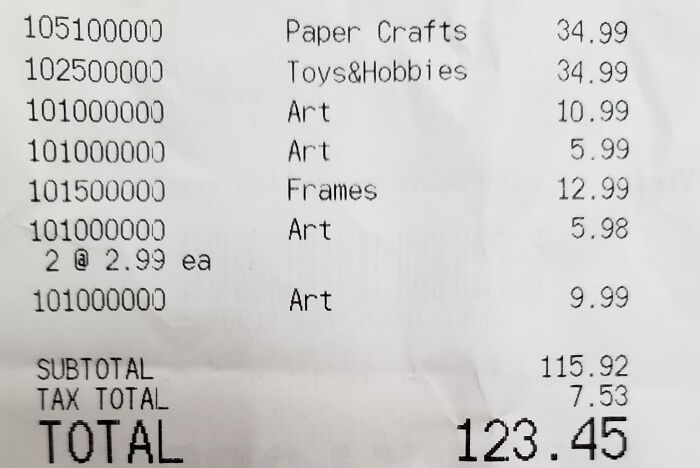 My Receipt For $123.45