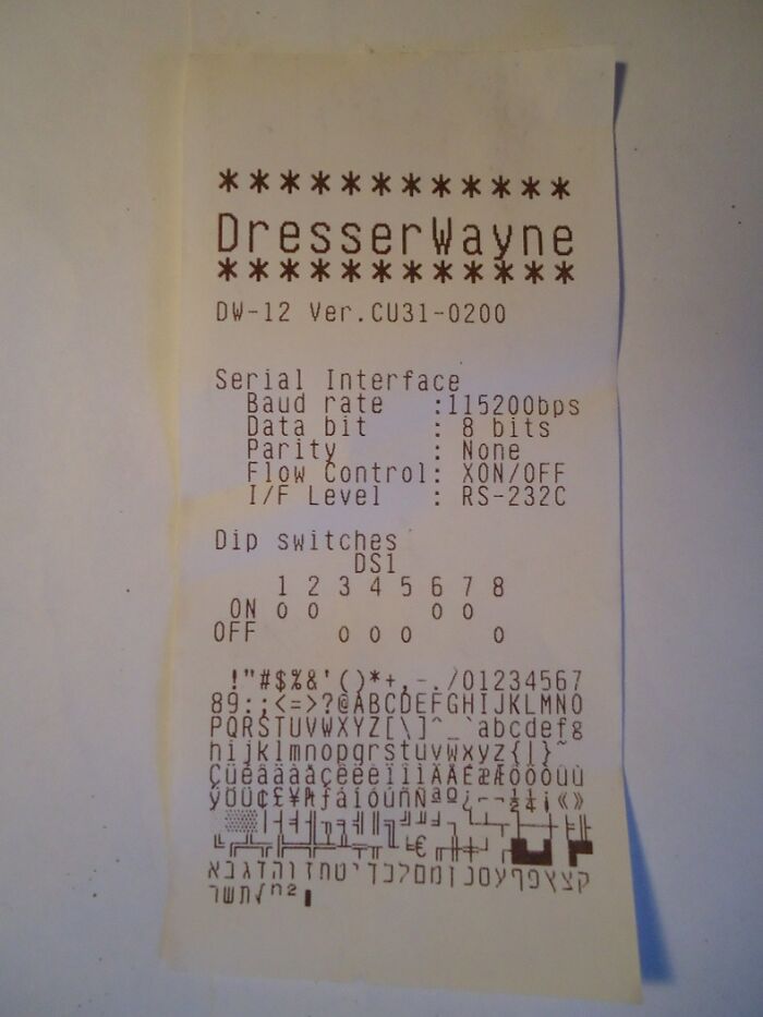Pressed "No Receipt" On The Gas Pump For The First Time, Got The Machine Program Info And A Bunch Of Alt-Code Characters