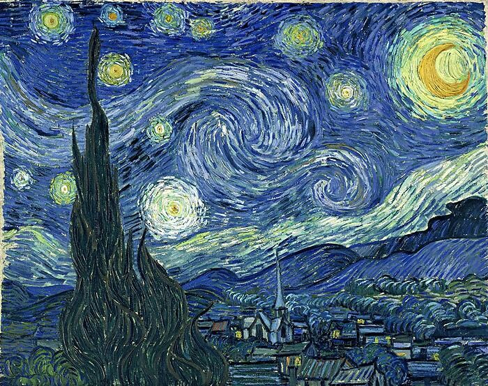 The Starry Night by Vincent van Gogh showcasing swirling night sky and vibrant colors in art classes curious facts.