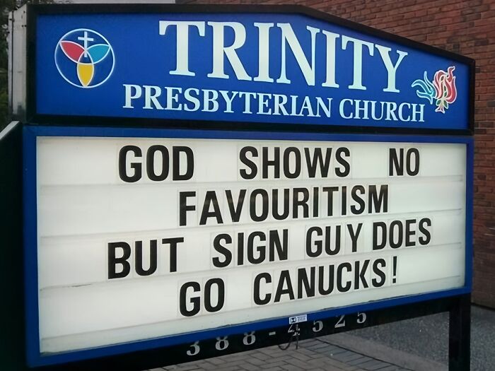 Funny church sign about sign guy