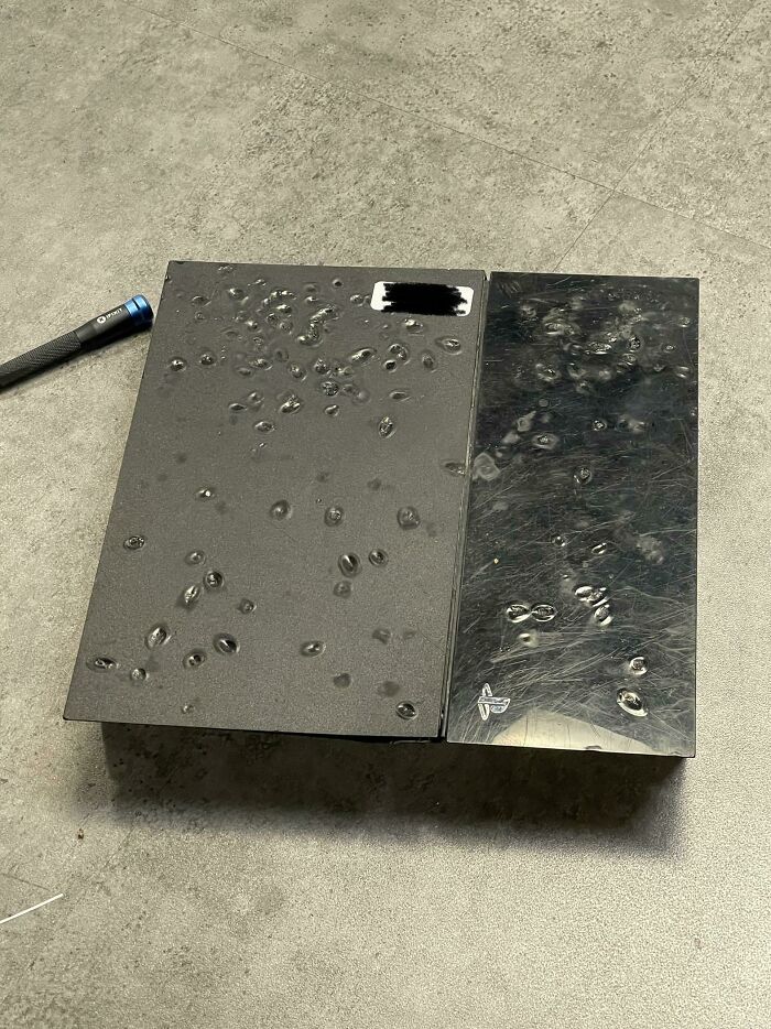 Burned Cigarette Marks On A Ps4 Brought In For Repair. Device Was Filled With Dead Roaches