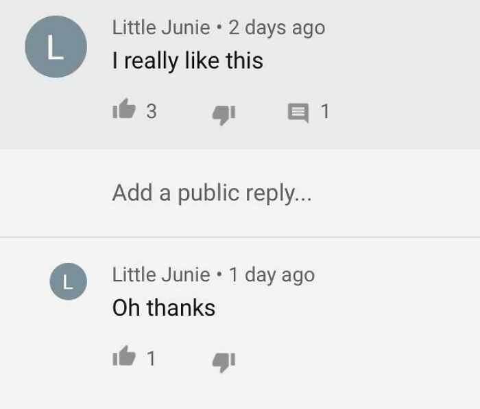 Can Tell This Kid Likes His Own Comment