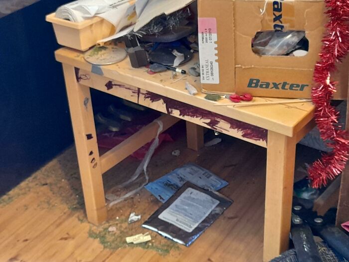 Found This From The Garage, Apparently I Wanted A Black Table When I Was Like 7 And I Just Took A Black Marker