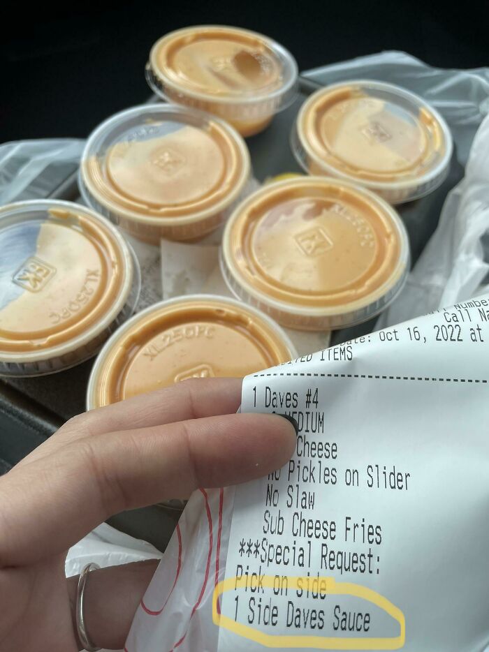 When You Ask For One Extra Side Of Sauce And They Casually Give You Six Instead