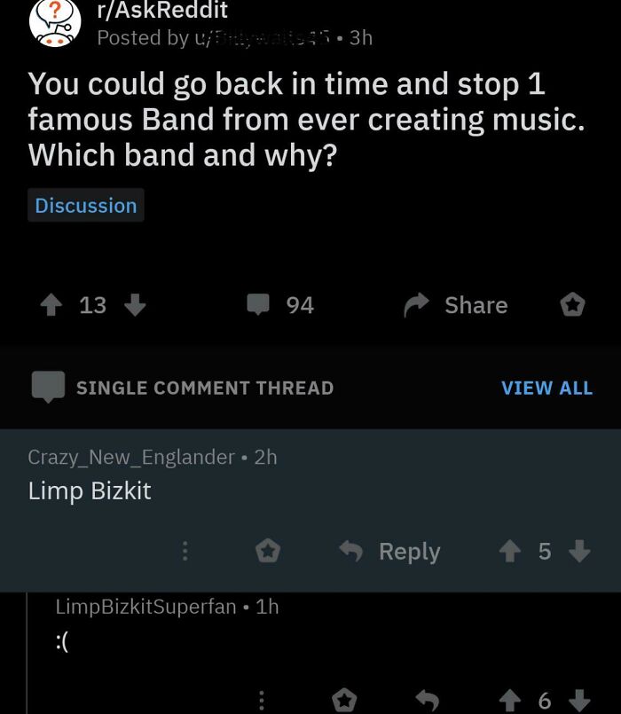 Poor Limp Bizkit Superfan :(