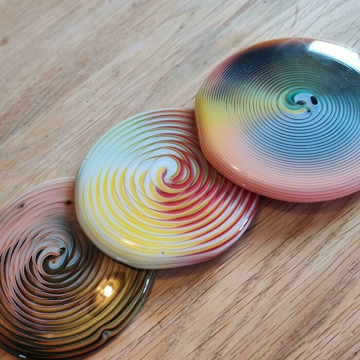 Melted Scrap Glass Swirly Coasters