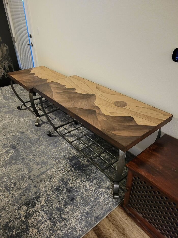 I Made This Landscape Of Mountains From Wood For My Tables