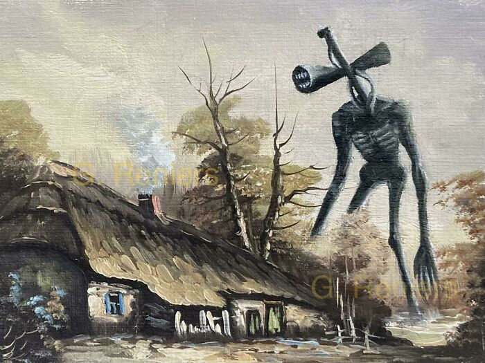 Sirenhead On A Thrifted Painting