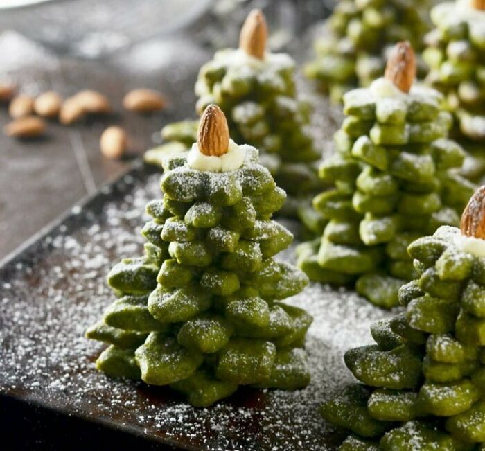 Matcha Cookie Christmas Tree Stacks