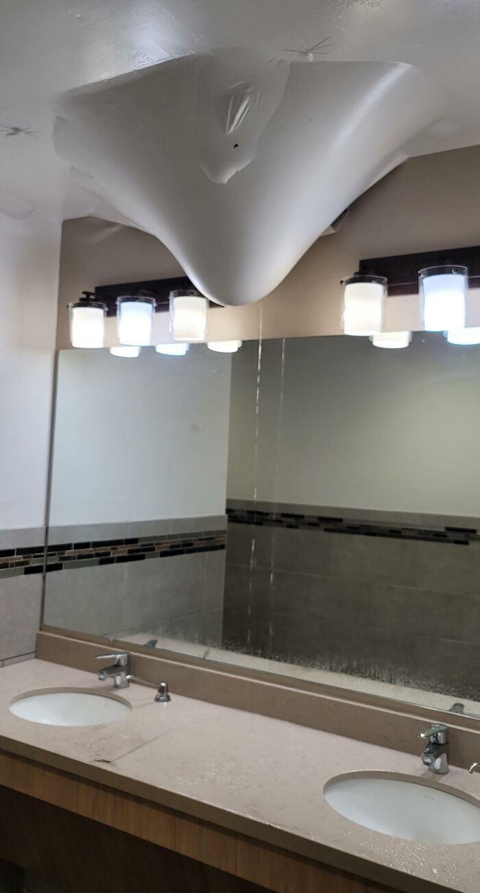 The Bathroom Ceiling At My Work That Nobody Can Fix Till Tuesday