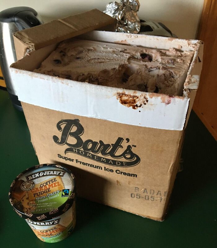 My Sister’s BF Got Me 4 Gallons Of Ice Cream For Christmas (Pint For Comparison)