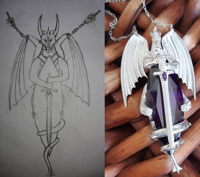 A Dragon Pendant Based On A Client Sketch