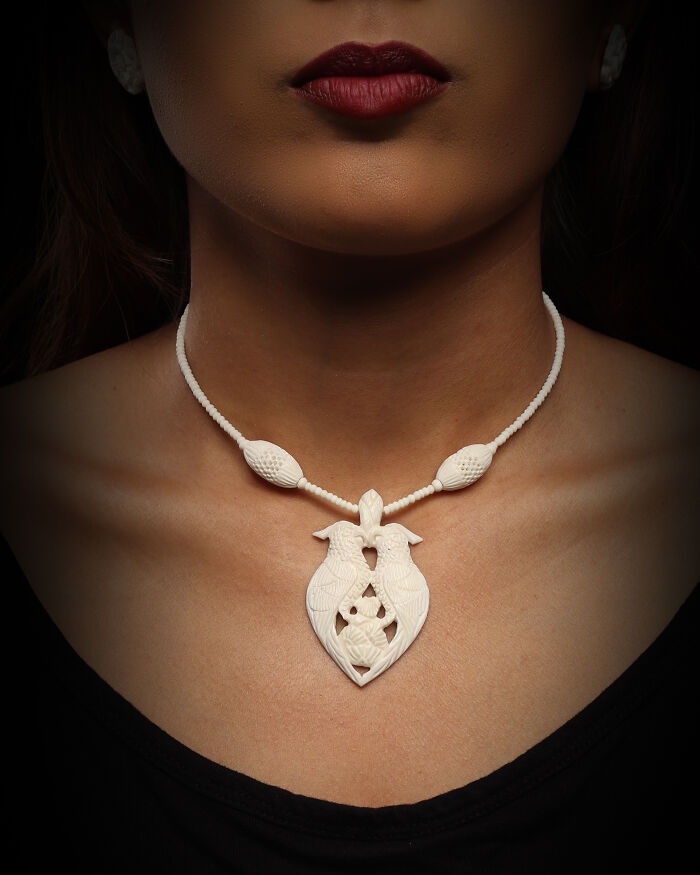 I Am A Bone Carving Artist, And I Made This Macaw Pendant!