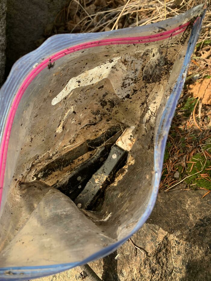 I Was Walking In The Forest And Noticed That Some Plastic Was Sticking Out From Under A Rock. I Find It A Bit Eerie Since I Still Was On My Dad’s Property